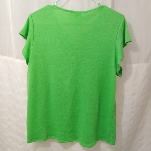 Anneliese Top Crochet Detail Flutter Sleeves Soft Lightweight Tee Green Large - Picture 7 of 12